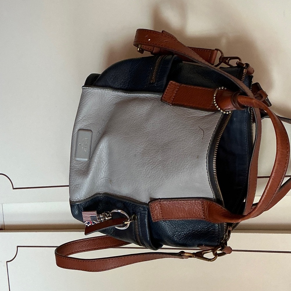 Fossil Gray and Brown Shoulder Bag